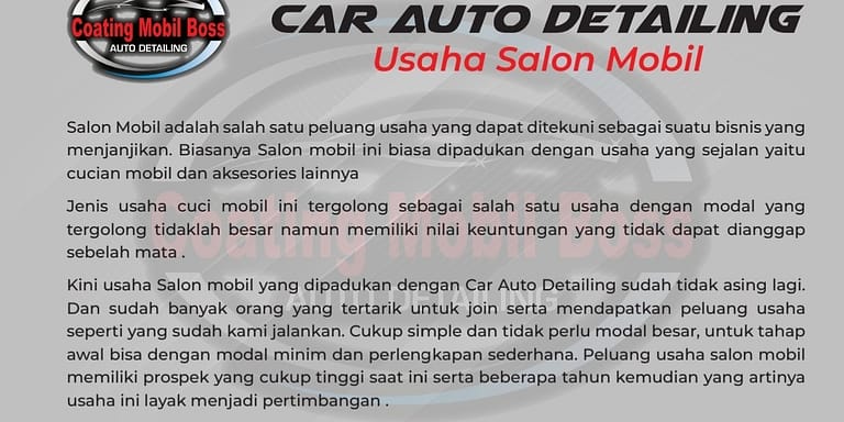 Paket Bisnis Usaha Salon Mobil - Carwash Studio Garage