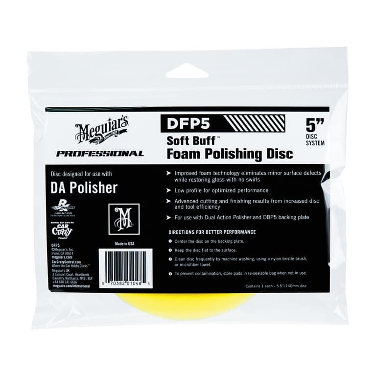 Meguiars DFP5 Soft Buff DA Foam POLISHING Disc 5″ , Pad Poles 5 inch - Carwash Studio Garage