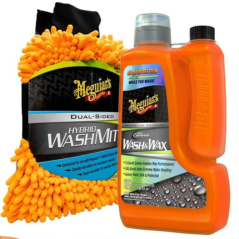 Meguiars Hybrid Ceramic Wash n Wax & Dual Sided Mitt, Shampoo+Washmitt - Carwash Studio Garage
