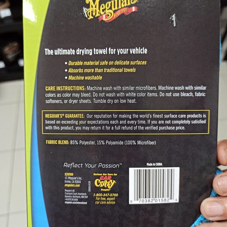 Meguiars – Meguiar’s X210100 Supreme Shine Drying Towel, Lap Pengering - Carwash Studio Garage