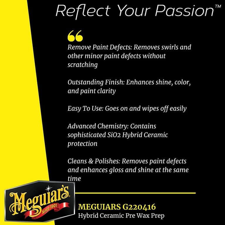 Meguiars Hybrid Ceramic Pre Wax Prep 473ml, 2in1 Polish + Semi Coating - Carwash Studio Garage
